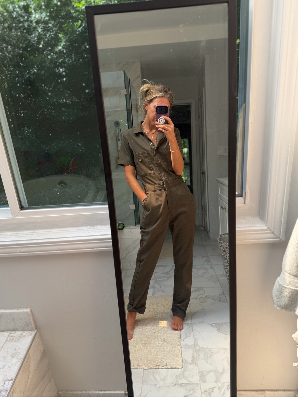 Dickies Olive Short-Sleeve Utility Jumpsuit
